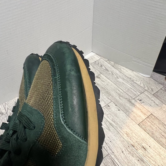 Valentino Rockrunner Olive Green Pink Animal Hair Sneakers Rockstud Low Top 41 - Picture 8 of 16